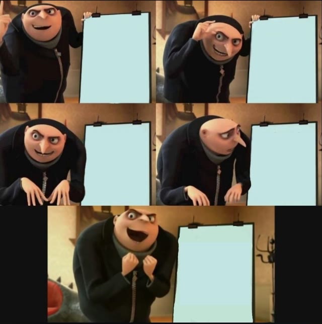 Mème « 5 Panel Gru Meme »