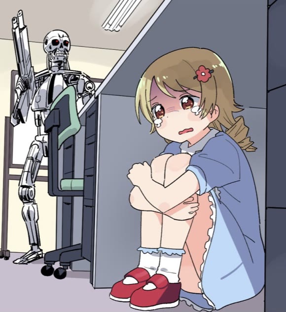 Mème « Anime Girl Hiding From Terminator »