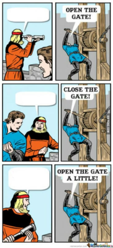 "Open the Gate a Little" meme