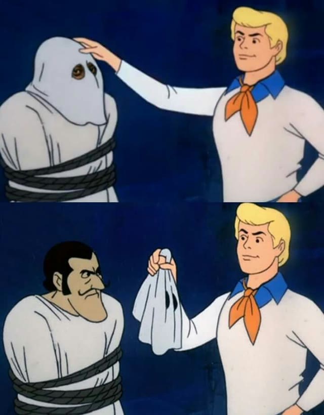 Mème « Scooby-Doo Mask Reveal »