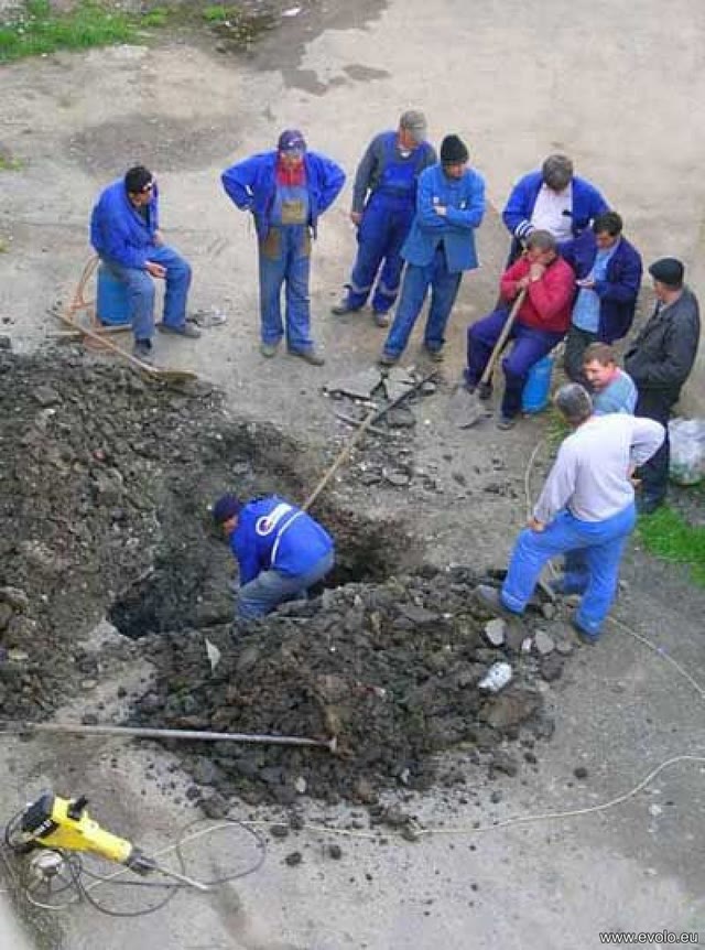 Mème « Single Worker Digging Hole »