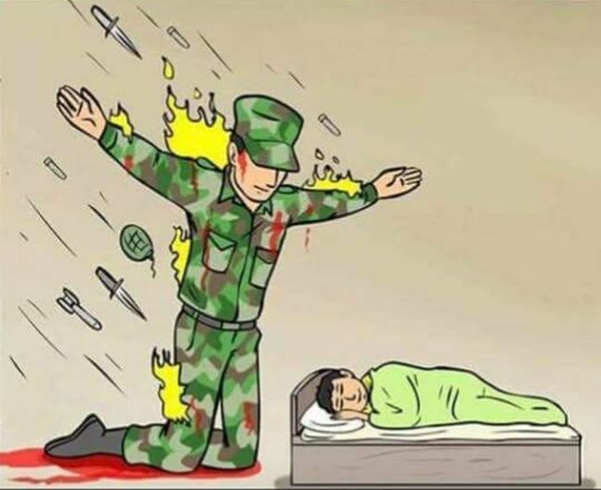 Mème « Soldier Protecting Child »