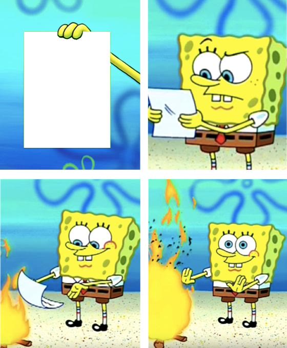 Mème « Spongebob Burning Paper »