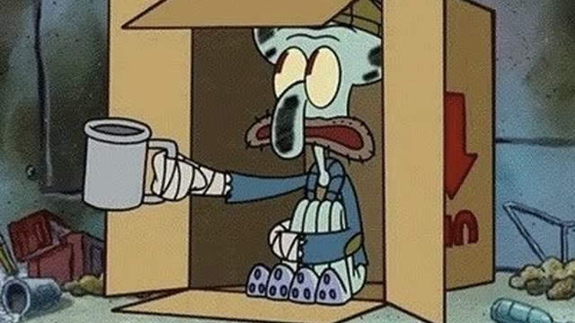 Mème « Squidward Spare Change »
