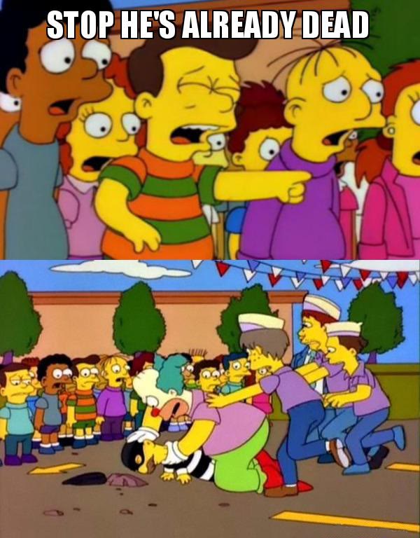 Mème « Stop He's Already Dead »