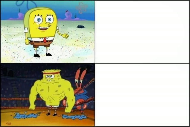 "Weak vs Strong Spongebob" meme